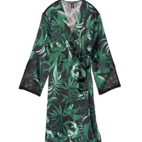 Victorias Secret Women Chantilly Palm Lace Wrap Kimono Robe Long Sleeve M/L - Picture 2 of 4